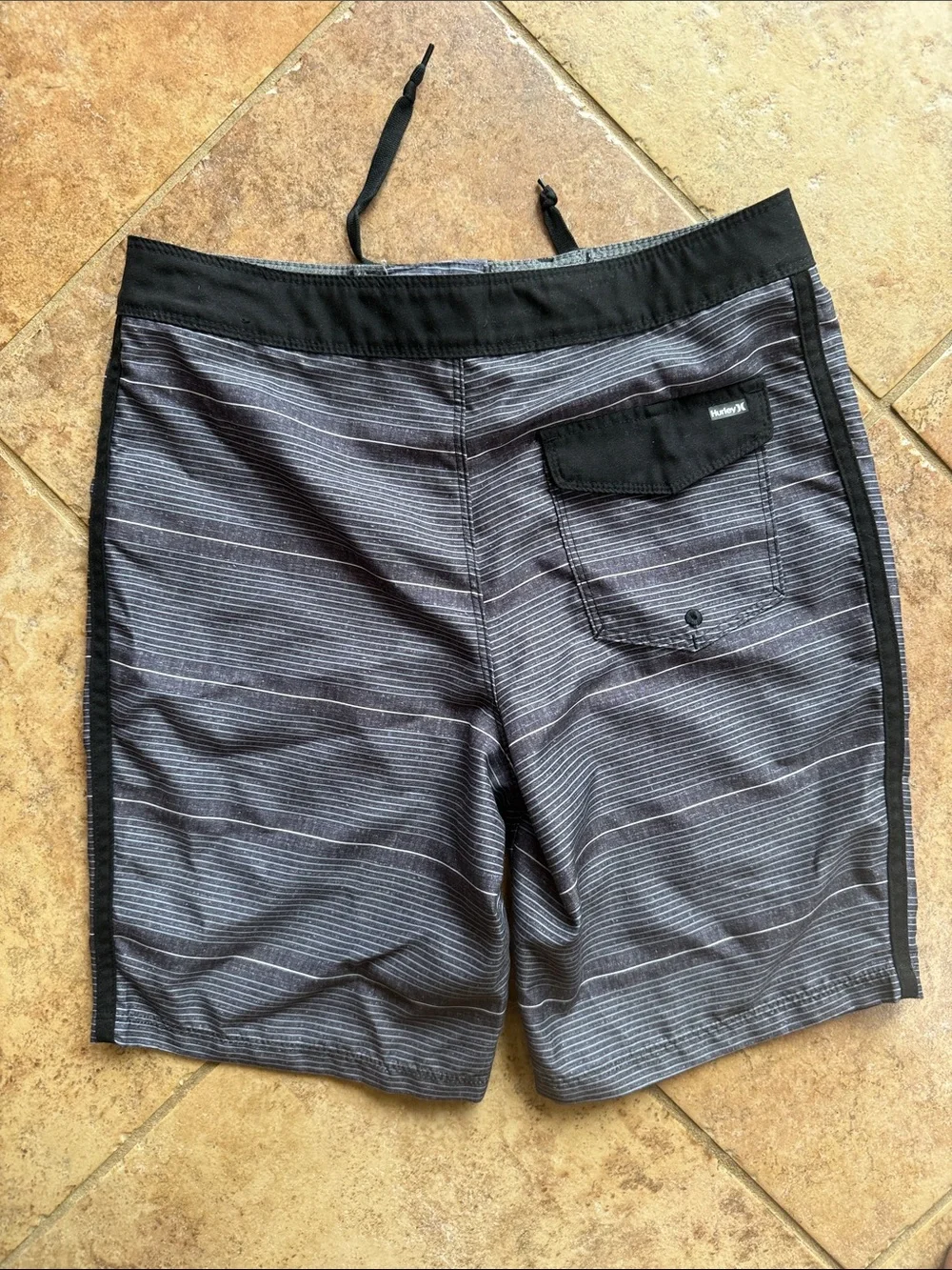 Hurley Black and Gray Boys' Swim Trunks